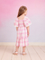 Vestido Infantil Mangas Curtas XADREZ ROSA - Momi - loja online