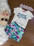 Conjunto Infantil Short Saia Estampa Floral e Blusa Mangas Curtas- MOMI J6084