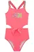 Maiô Infantil Rosa Recorte Lateral com Proteção UV 50+ - Kukie 78235