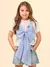 Blusa Infantil com Top Azul Listrado Sobreposto - Animê - N4081 na internet