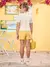 Short Infantil Amarelo Sarja- Animê N4234 - Looks Babilice