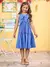 Vestido Infantil Azul Babados e Lação -ANIMÊ N4245 - comprar online