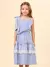 Vestido Infantil Azul Listrado com Babados-ANIMÊ N4263 na internet