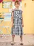 Vestido Infantil Xadrez Preto com Laços - Animê N4269 na internet