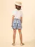 Conjunto Infantil Blusa Branca e Short Xadrez -ANIMÊ N4414 - Looks Babilice