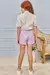 Short Saia em Sarja com Elastano Strass - LILÁS - Kukiê 74593 - comprar online