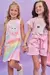 Vestido Infantil Rosa em Fly Tech Mangas Curtas -Kukie 77002 - Looks Babilice