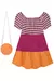 Vestido Infantil Colorido em Meia Malha (Acompanha Bolsa em Molecotton) Kukiê 74778 - Looks Babilice