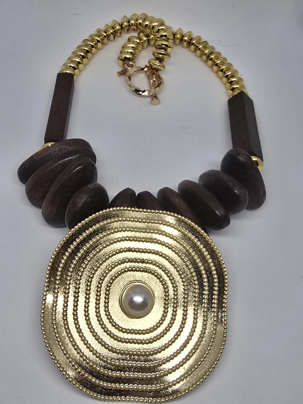 Collar Madera y Perla