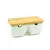 SALEIRO DE MESA COM DUAS DIVISÓRIAS DE PORCELANA COM BAMBU
