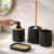 Set de Baño 4 Piezas Negro con Bamboo