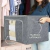Caja Organizadora de Tela Gris con Visor Transparente
