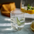 Vaso Rayado de Vidrio con Borde Dorado - comprar online