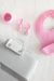 Combo Sillita CHIRIN Gris + Babero Silicona Rosa + Set cubiertos y vaso Rosa - comprar online