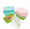 Recipiente Vianda Silicona Hermético Plegable Con Cubiertos