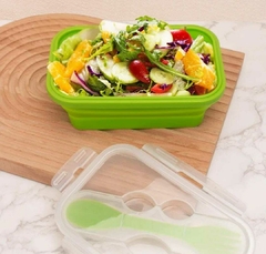 Recipiente Vianda Silicona Hermético Plegable Con Cubiertos - tienda online