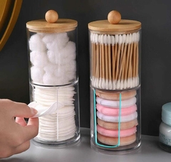 Organizador Acrilico Doble Uso con Tapa Bamboo - comprar online