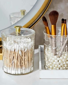 Organizador Contenedor Accesorios Hisopos Con Tapa