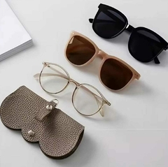 Funda Porta Anteojos Lentes PU con correa Colgante