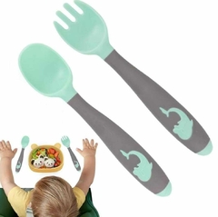 Set x 2 Cubiertos Bebé Niños Flexible Silicona en Estuche - comprar online
