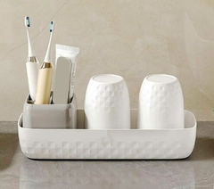 Set organizador baño vasos y portacepillo con bandeja desmontable en internet