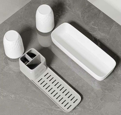 Set organizador baño vasos y portacepillo con bandeja desmontable - tienda online