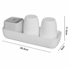 Imagen de Set organizador baño vasos y portacepillo con bandeja desmontable