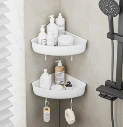 Estante esquinero con ganchos adhesivo accesorios baño cocina - comprar online