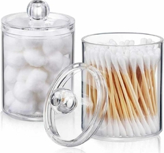 Organizador contenedor hisopos cotonetes algodon acrilico con tapa