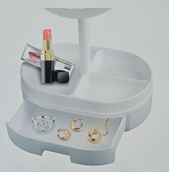 Espejo maquillaje luz led carga usb con divisiones y cajon - comprar online