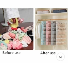 Organizador colgante con percha y bolsillos ropa accesorios estampado - Baluni