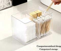 Caja Organizadora Acrílico Accesorios hisopos tapa bamboo - comprar online
