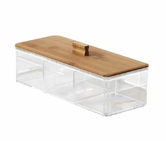 Organizador baño accesorios 3 divisiones tapa bamboo - comprar online