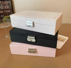 Caja alhajero joyas accesorios dos capas con Tapa y llave. - tienda online