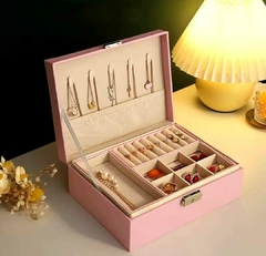 Caja alhajero joyas accesorios dos capas con Tapa y llave. - Baluni