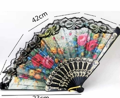 Abanico Plegable de Plastico y Tela estampado - tienda online