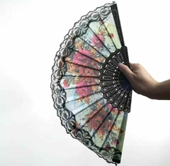 Abanico Plegable de Plastico y Tela estampado - comprar online