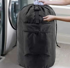 Imagen de Mochila para ropa Sucia lavadero cierre cordón con bolsillo externo