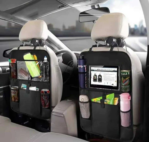 Organizador asiento auto Bolsillo porta tablet botella celular