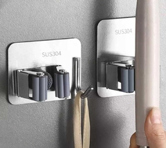 Soporte Escobero con Gancho Metal Adhesivo - comprar online