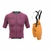Conjunto de camisa de ciclismo na cor vinho e bretelle laranja, ideal para uso feminino.