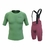 Kit Camisa Aero Pistache com Bretelle Moove Saara Masculino, composto por uma camiseta verde e um short com suspensório em tom vinho.