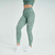 Conjunto feminino de top e calça legging verde mescla da marca Marcio May Sports.