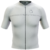 Camisa de ciclismo masculina em creme com zíper frontal e logo.