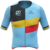 Camisa de ciclismo azul com detalhes em preto, amarelo e vermelho da marca Marcio May, representando o País do Ciclismo Bélgica.