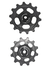 Conjunto de roldanas Shimano 12V com rolamento, da marca Sledgehammer, exibindo duas peças em cor preta.