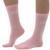 Meia de ciclismo rosa claro para uso feminino e masculino, com detalhe de logotipo.