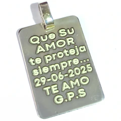 Foto Medalla de Plata 925 Rectangular Personalizada con foto y frase