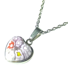 Dije con cadena de Acero Quirúrgico Corazón Murano con Grabado Láser HD - STEELSALE