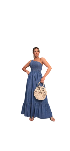 Vestido jeans longo ombro único PROMOCAO DO DIA APROVEITE